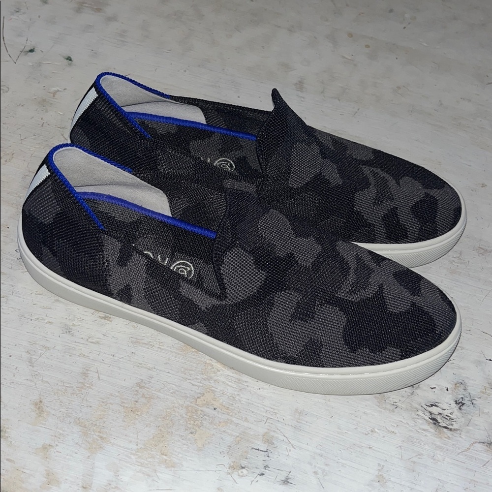 Rothy's The Original Slip On Sneaker in the Black/Grey Camo pattern | size 9